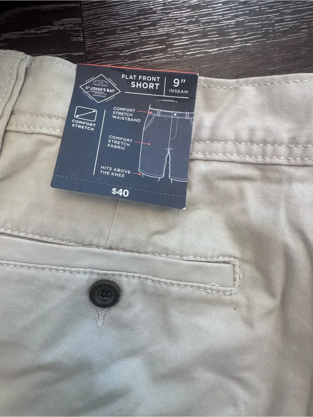 St. John's Bay Men's Flat-Front Khaki Shorts